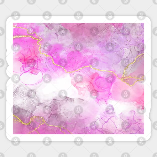 digital Alcohol ink with gold line Sticker by CreaKat